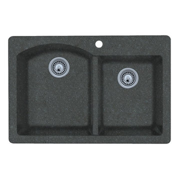 Swan 33x22x9.5 Granite Kitchen Sink, 1-Hole, Nero