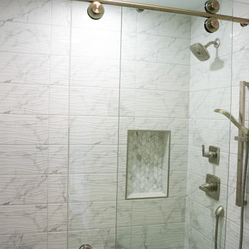 Coastal Elegance: Wavy Beach-Themed Bathroom Remodel in Crown Point, San Diego