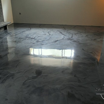 Designer Metallic Epoxy Basement Floor