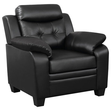 Tufted Leather Upholstered Chair, Black