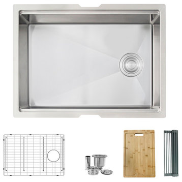 25 L x 19 W-inch Undermount Single Bowl 16G Kitchen Sink Workstation
