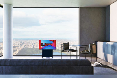 Example of a minimalist living room design in New York