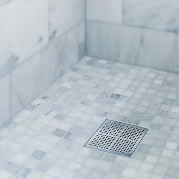 Modern Shower using QM Delmar Series Central located drain