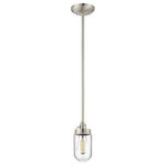 Millennium Lighting - Millennium Lighting 5308-BN Neo-Industrial - 4.5" 1 Light Pendant - Mini-Pendant are hanging fixtures that subtly beautify the space they illuminate Rated: UL Damp Three stems included: 6", 12" & 18" Noof Rods: 3 Shade Included: Yes Rod Length(s): 18.00Neo-Industrial 45.5" One Light Mini Pendant Brushed Nickel Clear Glass *UL Approved: YES *Energy Star Qualified: n/a *ADA Certified: n/a *Number of Lights: Lamp: 1-*Wattage:60w A bulb(s) *Bulb Included:No *Bulb Type:A *Finish Type:Brushed Nickel