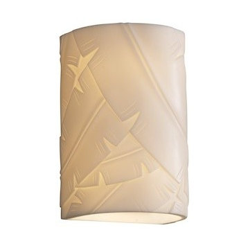 Justice Design Porcelina Cylinder Open Top/Bottom LED Outdoor Sconce Banana Leaf