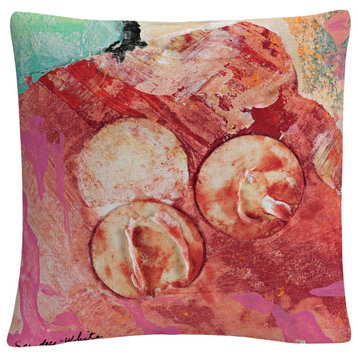 3 Circles' Abstract Red Industrial By Pat Saunders-White Decorative Pillow