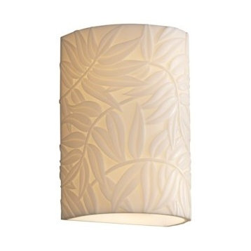 Justice Design Porcelina Cylinder Open Top/Bottom, LED Outdoor Sconce, Bamboo