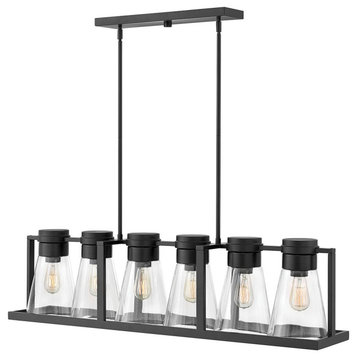 Hinkley Refinery 63306Bk-Cl Six Light Linear, Black with Clear glass