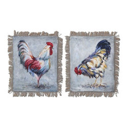 www.essentialsinside.com:farm yard kings hand painted wall art , set of 2 - Artwork