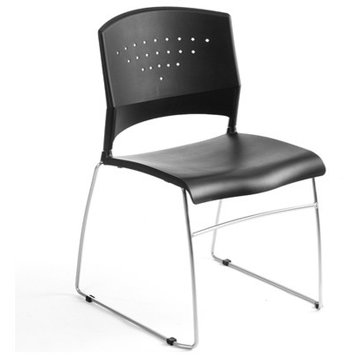 Boss Black Stack Chair With Chrome Frame 2 Pcs Pack