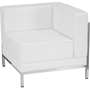Imagination Contemporary Melrose White Leather Right Corner Chair,Encasing Frame