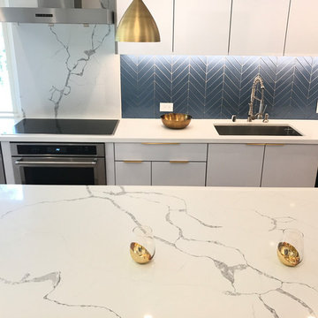 A minimalist kitchen  with touch of gold