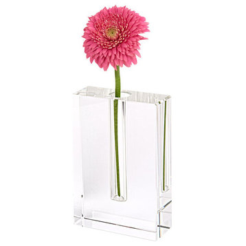 Rita Handcrafted Rectangle 6" Optical Crystal Bud Vase