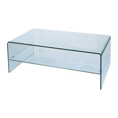 Bent Gl Coffee Tables Houzz Bh Furniture Waterfall Bent Gl Coffee Table With Storage Shelf Tables