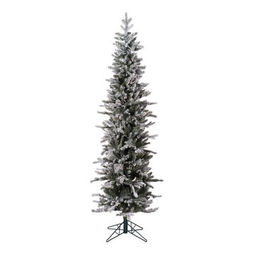 Vickerman 7'x25" Frosted Glitter Tannenbaum Pine Tree, Warm White LED Lights