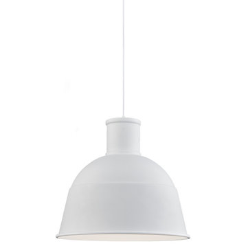 Irving Single Lamp Pendant, White, 16"Dx14"H