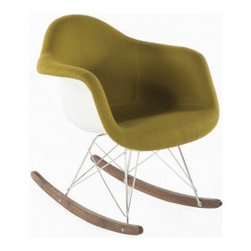 The Mid Century Rocking Chair with Walnut sleighs - Adult Olive - Living Room Chairs