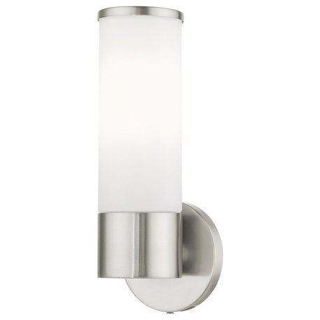 Brushed Nickel Contemporary, Minimal, Urban, Clean Vanity Sconce