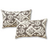 Rectangle Outdoor Accent Pillows, Set of 2, Graphite Ikat