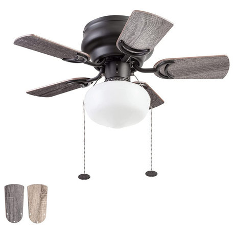 Prominence Home Hero Low Profile Ceiling Fan with Light, 28 Inch, Bronze