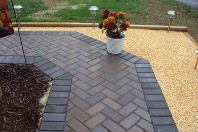Patio - small contemporary side yard concrete paver patio idea in Baltimore