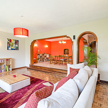 Combined angle view of Living Room and Dining Area space