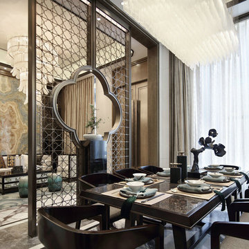 Living Room Divider, Stainless Steel Screen, Titanium Hairline Room Divider