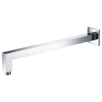 Isenberg Wall Mount Square Shower Arm, 16", With Flange, Chro