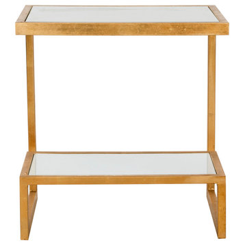 Safavieh Kennedy Accent Table, Gold, White Glass Top
