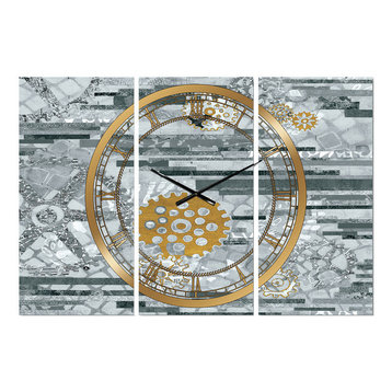 Modern Gold Timetable I Glam Multipanel Metal Clock
