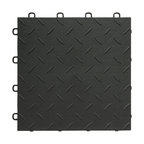 12"x12" Interlocking Garage Flooring Tiles, Diamond Top, Set of 27, Black