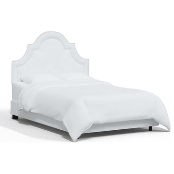High Arched Bed With Border, Velvet White, California King