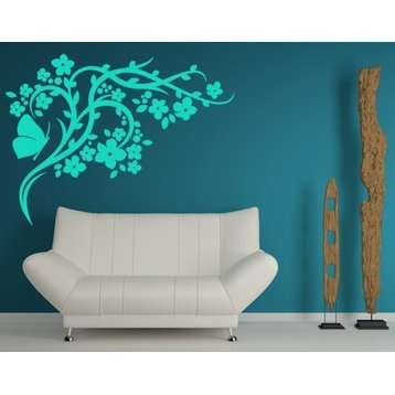 Blossom Branch Wall Decal, Silver, 16"x13"