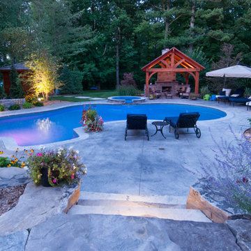 Lagoon Inground Pool In A Craftsman Style Backyard
