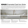 Kohler K-6579-1 Single Basin Cast Iron Bar Sink - White