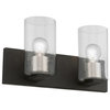 Zurich 2 Light Black With Brushed Nickel Accents Vanity Sconce