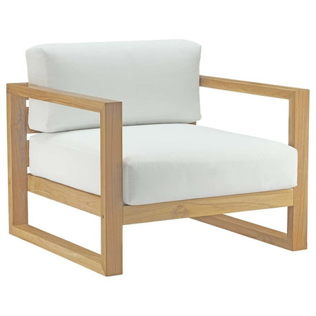 Upland Outdoor Teak Wood Armchair, Natural White