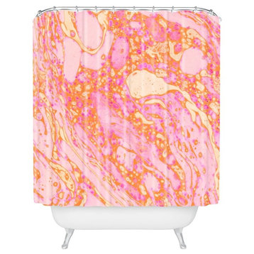 Amy Sia Marble Orange Pink Shower Curtain, 72"x69"
