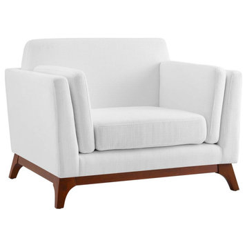 Hayden White Upholstered Fabric Armchair