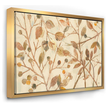 Designart Copper Branches Composition Lake House Framed Wall Art, Gold, 40x30