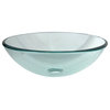 Fauceture 16-1/2" Round Tempered Glass Vessel Sink, Crystal Clear