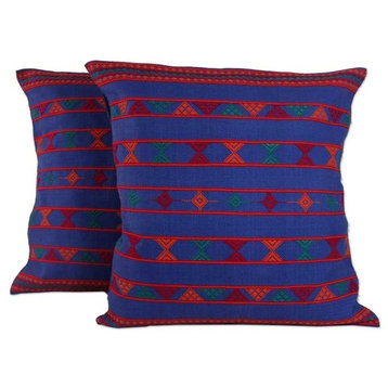 Desert Sapphire Cotton Cushion Covers, Set of 2