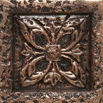 Flower Tile 4, Set of 12, Copper