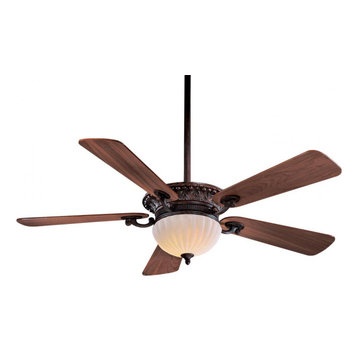 Volterra I Ceiling Fan, 5-Blade, 2-Light, LED, Natural Walnut, 52"W (F702L-VB)
