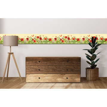 GB40020g8 Wildflower Bloom Peel & Stick Wallpaper Border 8in Height x 15ft Long