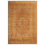 Bareens Designer Rugs - Antique Vegetable Dyed Nell Rust/Gold Wool Rug - 9'2'' x 12'2'' - Designed with mesmerizing intricacy and gorgeous color palette, this hand-knotted masterpiece demonstrates the beauty and electrifying thrill of Pak Persian art. These meticulously hand-knotted Pak-Persian rug is made with pure wool and features breathtaking traditional, transitional, and tribal designs in bold luxurious color pallets. Known for their intricate designs these rugs are a reproduction of Persian rugs, made in Pakistan with unique Mughal designs. Made by master weavers using the same Persian texture, design and dying technique, we wanted to produce the most significant manifestation of Persian art, life, and culture. This rug is most famous for its exceptional quality, incredible designs, patterns, and vibrant rich color. Pak-Persian rugs made with Persian weave with high knot counts, which enables the high intricacy and detail found in the patterns are also referred to as "State of art", each color adds a rich beautiful detail in the artwork of this rug. The design, color, and beautiful chromatic composition with a vibrant sheen with intricate designs, exude beauty, elegance, and quality make this rug a masterpiece of its own.
