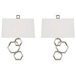Uttermost - Uttermost Deseret Nickel 2-Light Sconce Set of 2 - Our Rich Brushed Nickel 2 Lt Sconces With Stately Honeycomb Hexagon Geometric Cutout Shape Details And White Linen Hardback Shades Add Classic Elegance. Unique 2-pack Of Sconces, Featuring A Right And Left For A Balanced Set. 2-60 Watt Max, Candelabra Sockets In Each Sconce. Uttermost's Light Fixtures Combine Premium Quality Materials With Unique High-style Design. With The Advanced Product Engineering And Packaging Reinforcement, Uttermost Maintains Some Of The Lowest Damage Rates In The Industry. Each Product Is Designed, Manufactured And Packaged With Shipping In Mind.