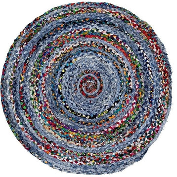 Braided Round Area Rug 3'3" Doba Collection, Sapphire