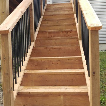 Second floor pressure treated deck with aluminum balusters