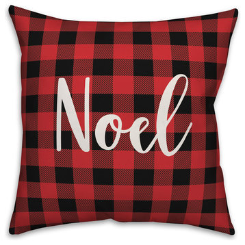 North Pole, Tartan Plaid 18x18 Throw Pillow Cover